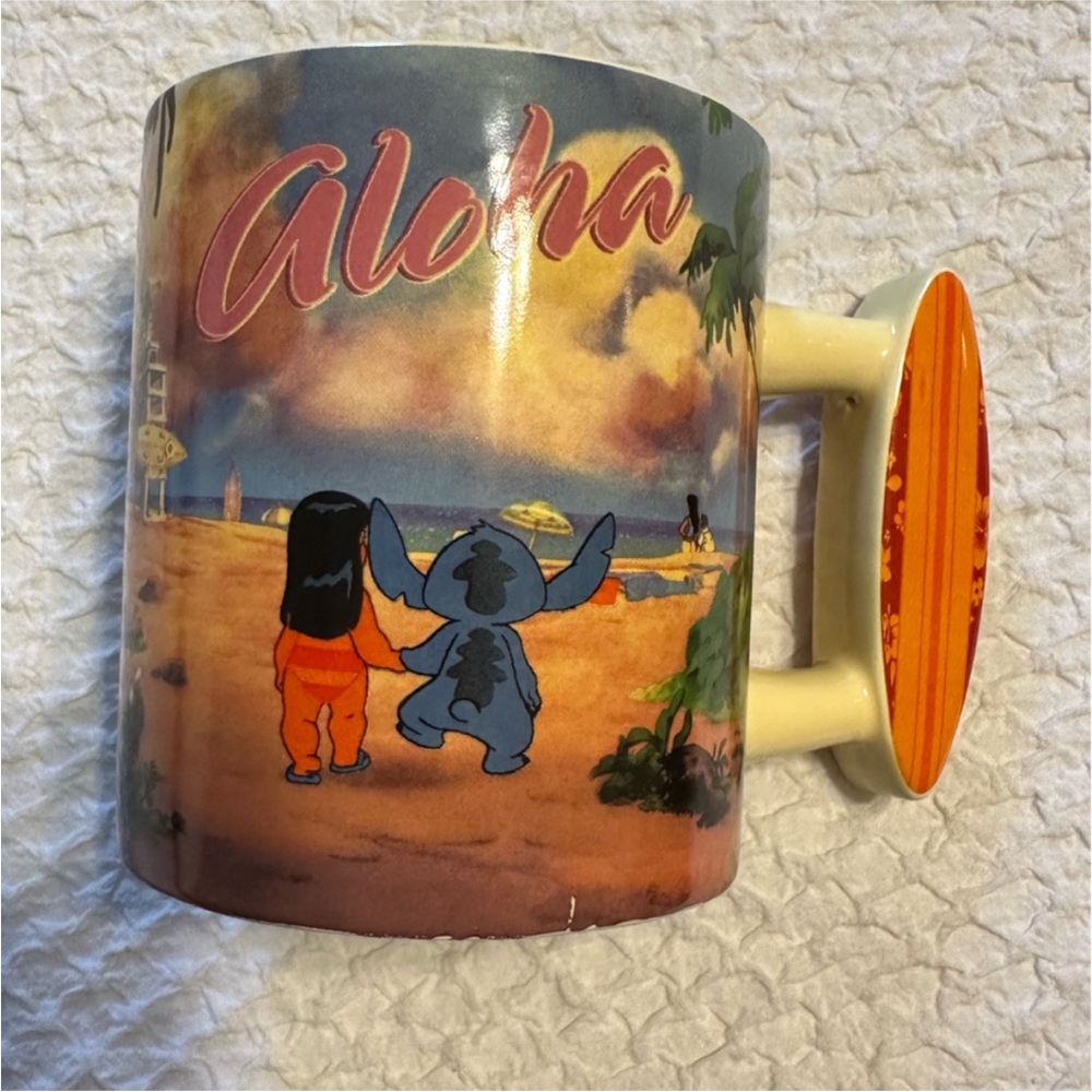 Disney Lilo and Stitch Surfboard Mug‎ Aloha Beach Scene 20oz